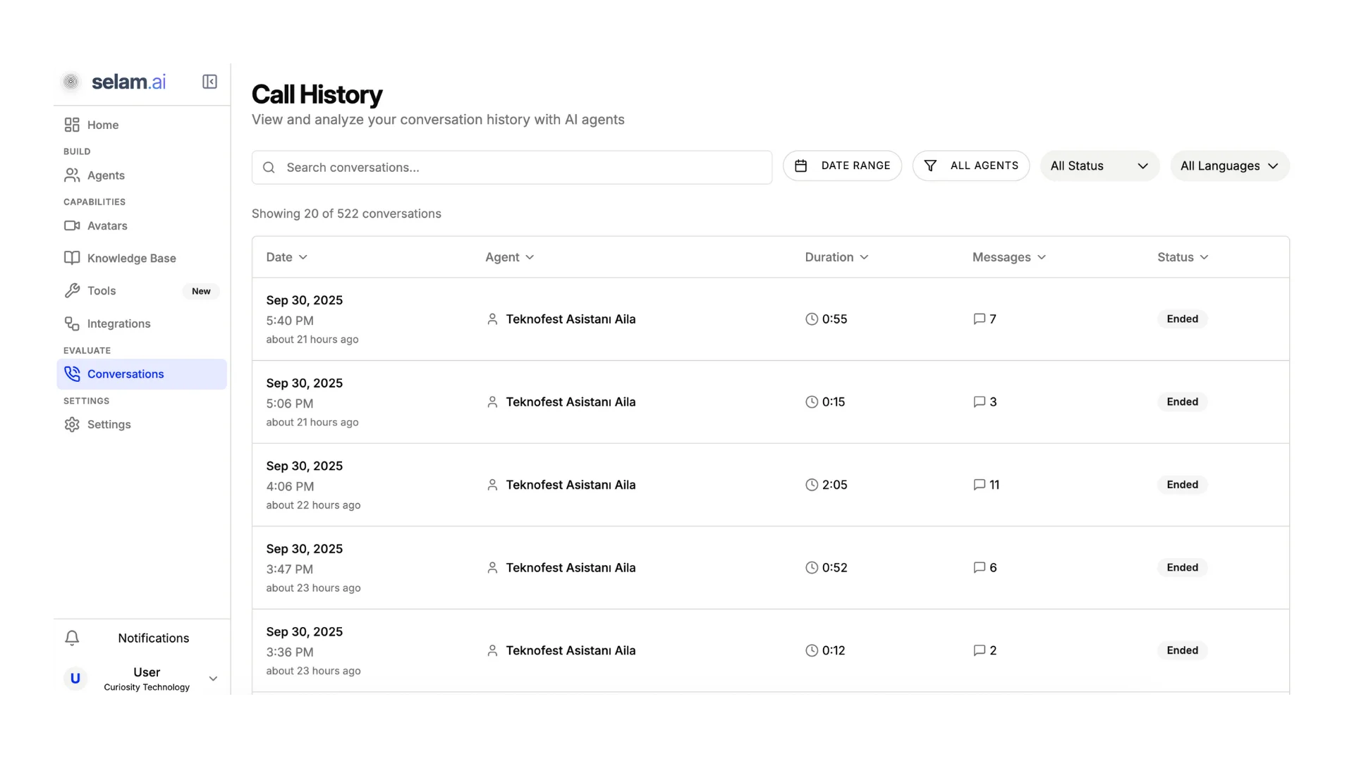 Interface screenshot